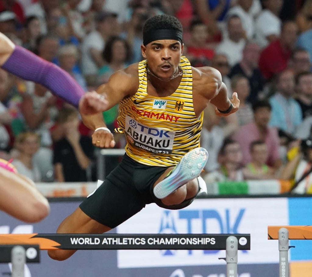 Joshua Abuaku bei der WM das Finale über 400 Meter Hürden erreicht.