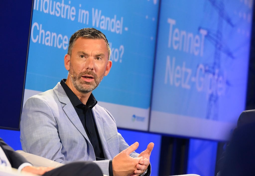 Tim Meyerjürgens, Tennet-Vorstand, spricht beim Tennet-Netzgipfel.