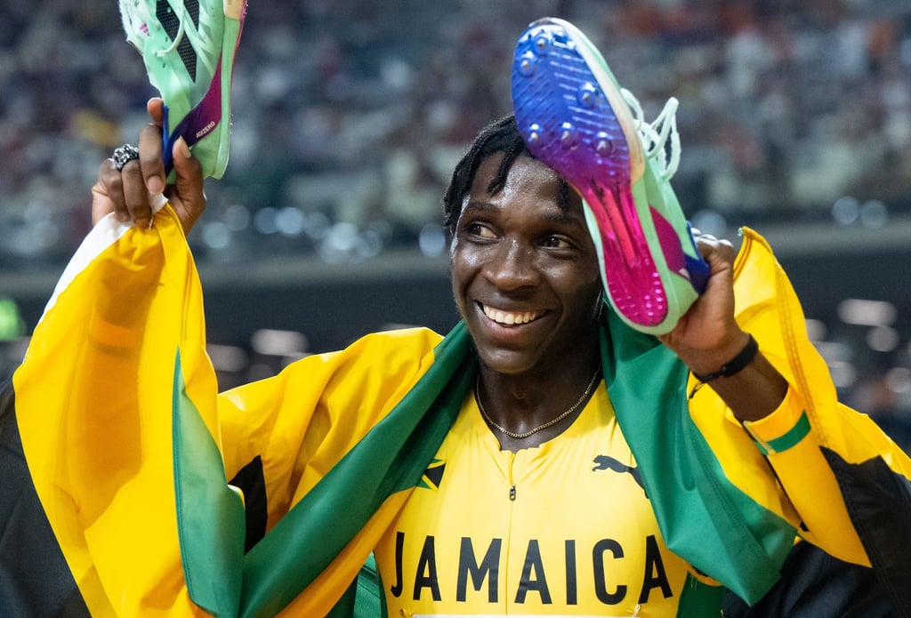 Leichtathletik-Weltmeisterschaft: Antonio Watson (Jamaika) jubelt.