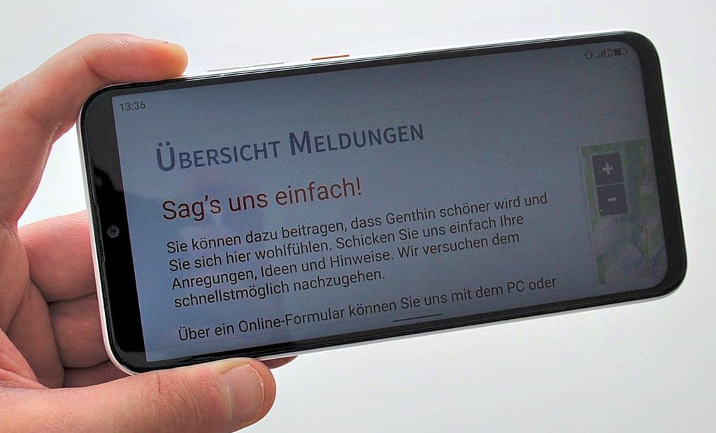 Die Startseite des Meldeportals "Sags uns einfach" auf der städtischen Internetseite in Genthin.