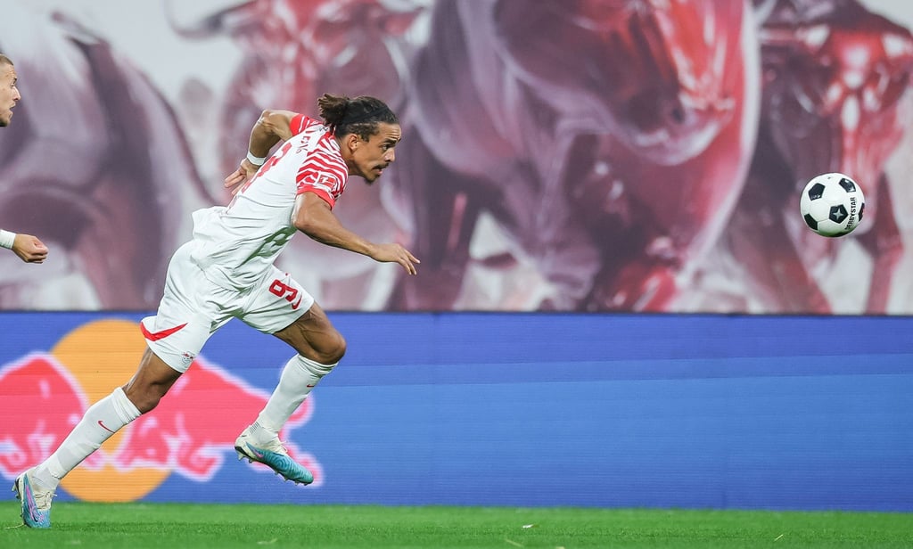 Leipzigs Spieler Yussuf Poulsen am Ball.