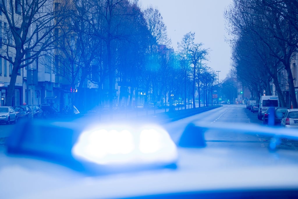 Ein Blaulicht leuchtet auf dem Dach eines Streifenwagens der Polizei.
