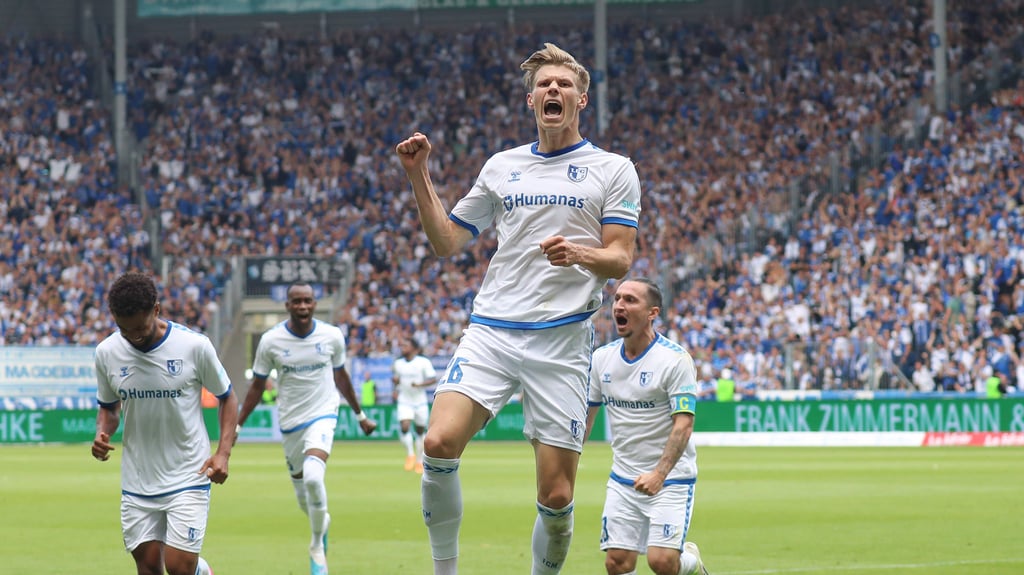 Luca Schuler traf zum zwischenzeitlichen 2:2. Am Ende sollten im Spiel FCM gegen Hertha BSC zehn Tore fallen.