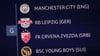 Die Gruppe G mit Manchester City, RB Leipzig, Roter Stern Belgrad und Young Boys Bern wird während der Auslosung eingeblendet.