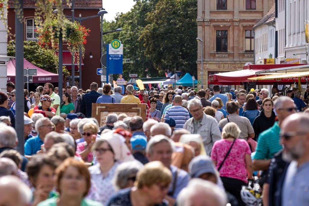 Menschen laufen über die Feststrecke beim Brandenburg-Tag.