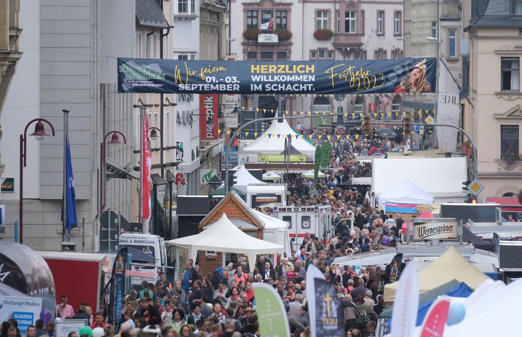 Blick in das Stadtzentrum von Aue.