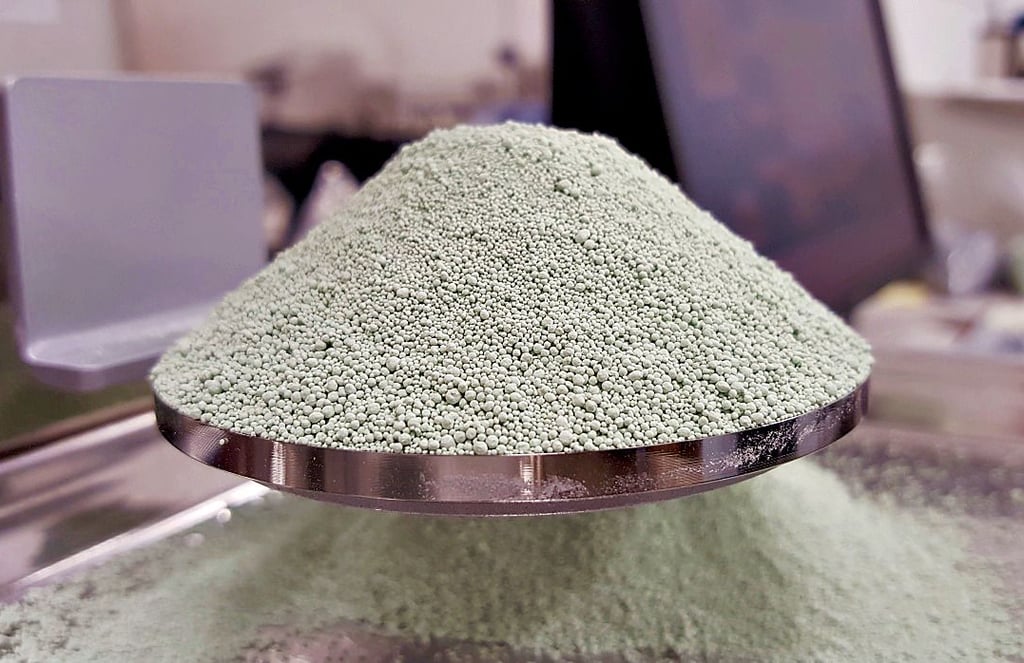 Fertiges PTFE Compound, wie es in Biere produziert und weiterverkauft wird. Dort findet es in verschiedenen Bereichen Anwendung.