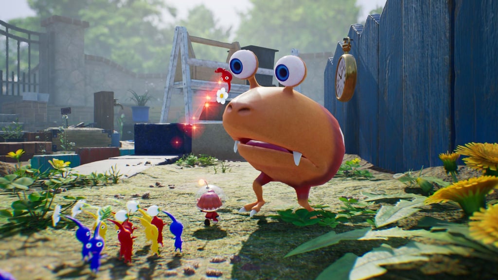 Da guckt er groß: Gegner-Attacke mit einem roten Feuer-Pikmin.