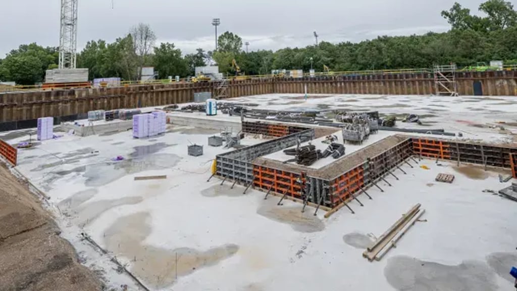 Baufortschritt bei der neuen RB-Geschäftsstelle.