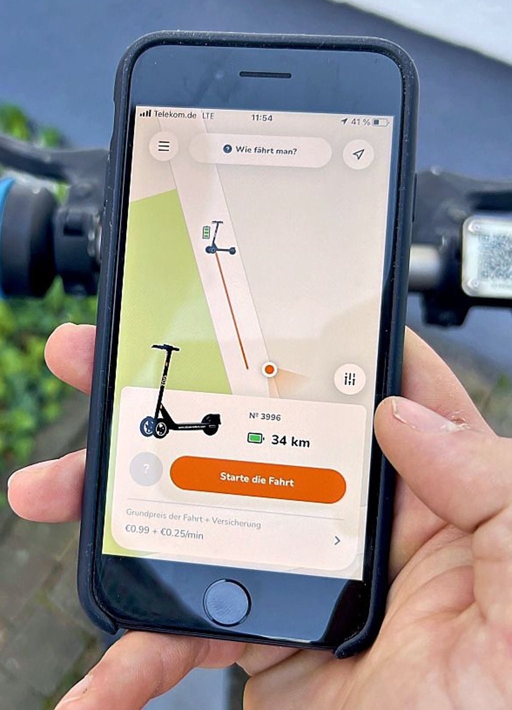 Die Appzeigt, wo der nächste Scooter steht.