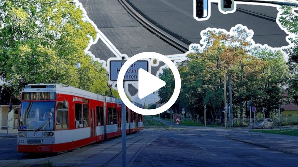 Noch wechselt die Tram in der Dessauer Straße von der Seiten- in die Mittellage. Für die Bauarbeiten wird die Straße voll gesperrt.