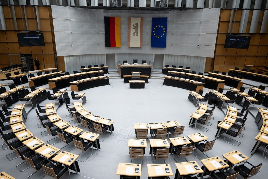 Noch ist der Saal leer vor der 34. Plenarsitzung des Berliner Abgeordnetenhaus.