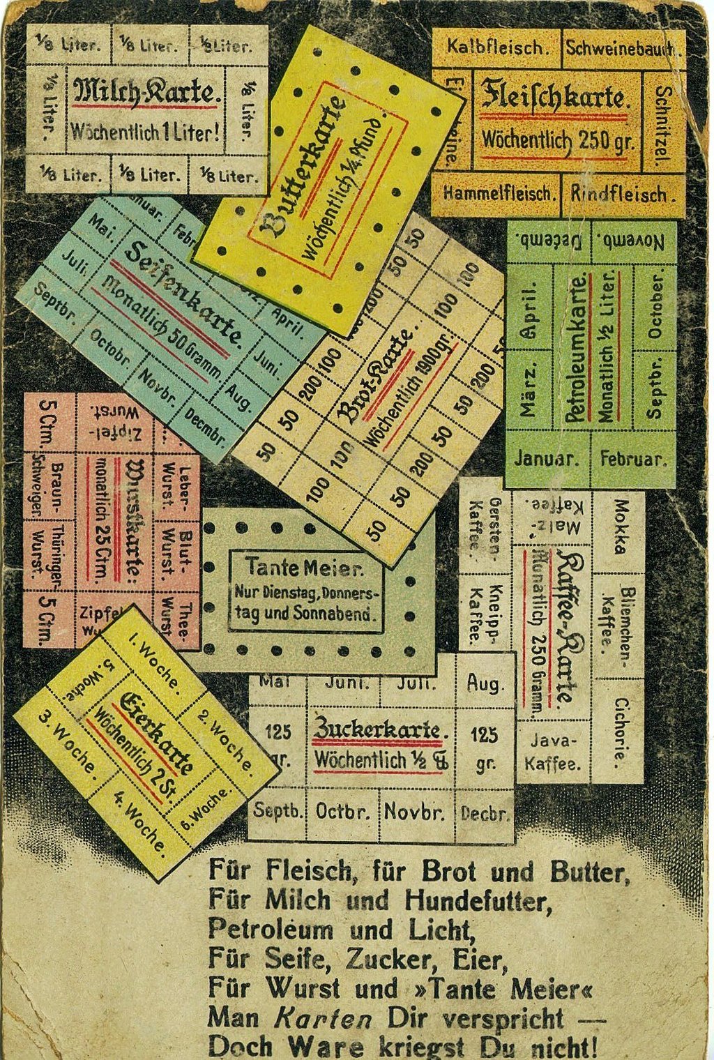 „Doch Ware kriegst Du nicht!“ Kritische Ansichtskarte aus dem Kriegsjahr 1916.