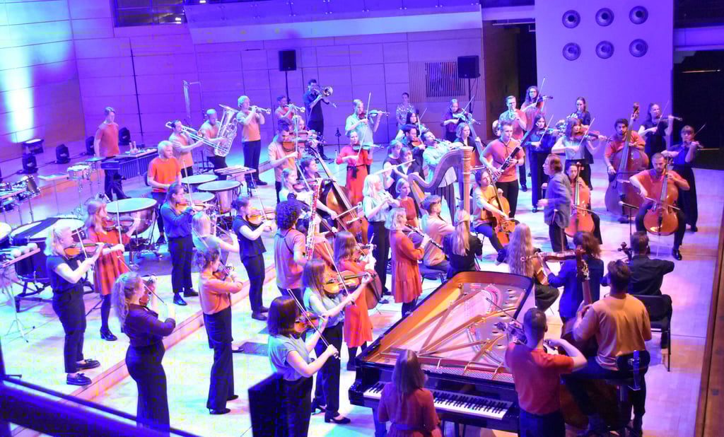 Die Baltic Sea Philharmonic mit Musikern aus zehn Ostseeländern zaubert nordische Klänge in die bis auf den letzten Platz besetzte Händel-Halle.