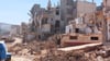Eingestürzte Gebäude nach der verheerenden Flutkatastrophe in Libyen.