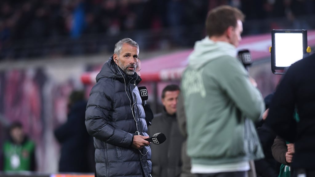 Blick zum Kollegen: Marco Rose und Julian Nagelsmann.