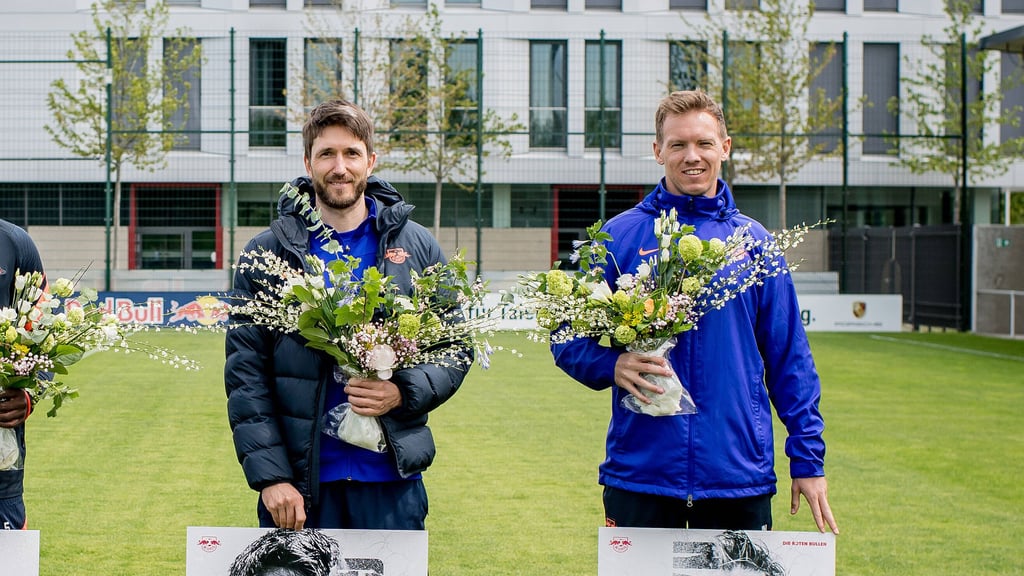 Nagelsmann, Glück und Upamecano (v.r.) gingen alle von RB zu den Bayern.