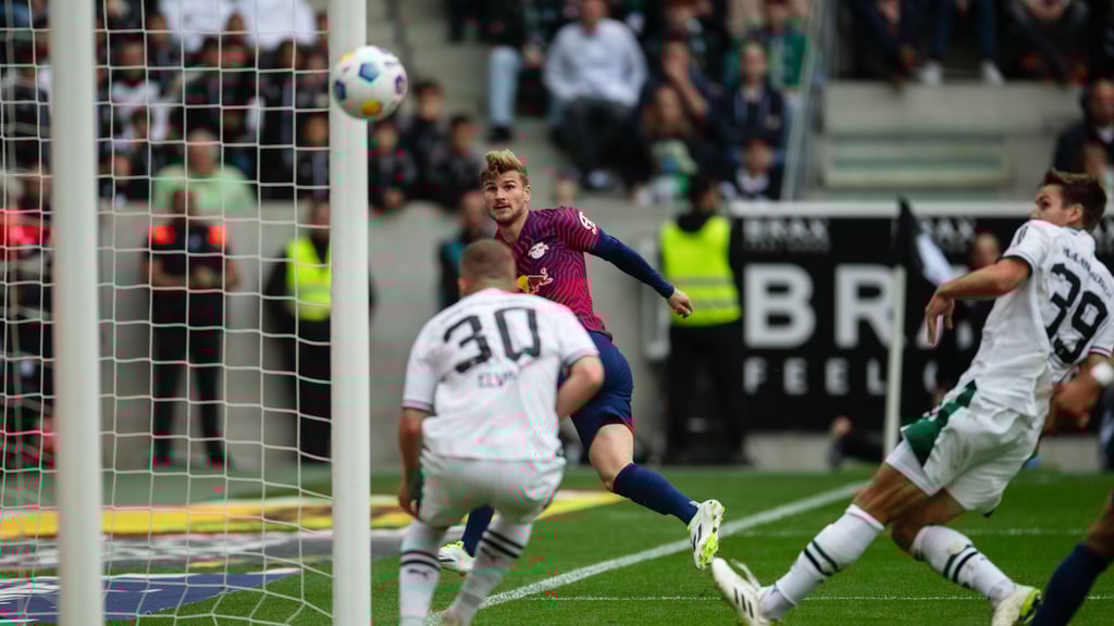 Spitzer Winkel: Timo Werner trifft gegen Gladbach.