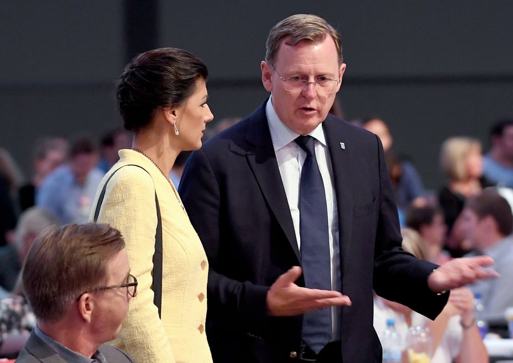 Sahra Wagenknecht und Bodo Ramelow beim Bundesparteitag der Linken 2018 in Leipzig.