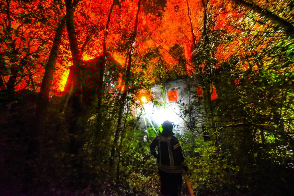 Großbrand im Kaolinwerk Spergau
