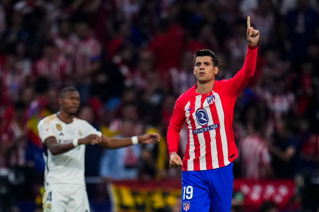 Atleticos Alvaro Morata jubelt nach dem dritten Tor seiner Mannschaft.