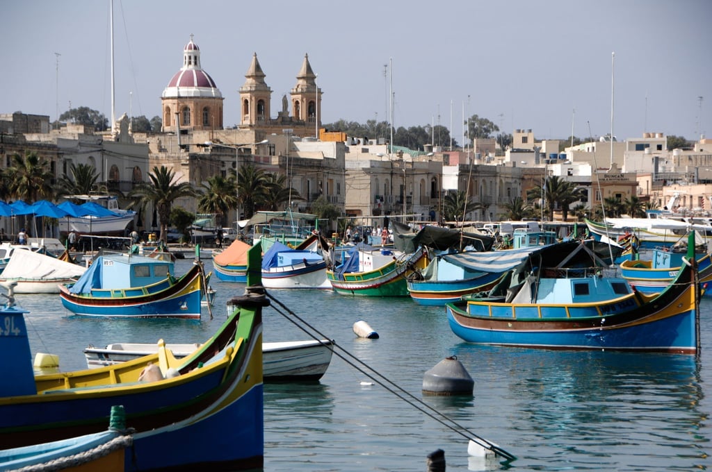 Fischerboote am Hafen in Marsaxlokk.