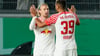Emil Forsberg (l) erzielte den frühen Führungstreffer für Leipzig.