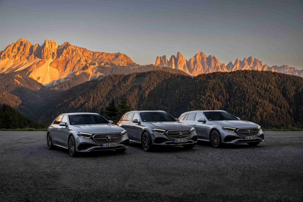 Alle angetreten: Die E-Klasse bietet Mercedes als Stufenheck-Limousine, All-Terrain und als T-Klasse-Kombi an (von links).