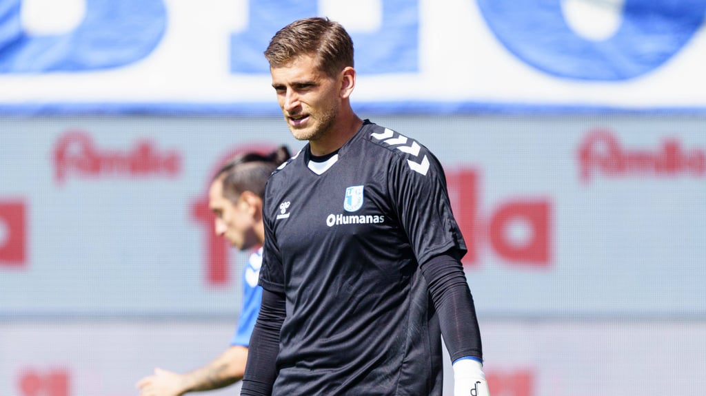 Julian Pollersbeck, Ersatzkeeper beim 1. FC Magdeburg, fehlte am Freitag beim Training vor dem Auswärtsspiel beim 1. FC Nürnberg.