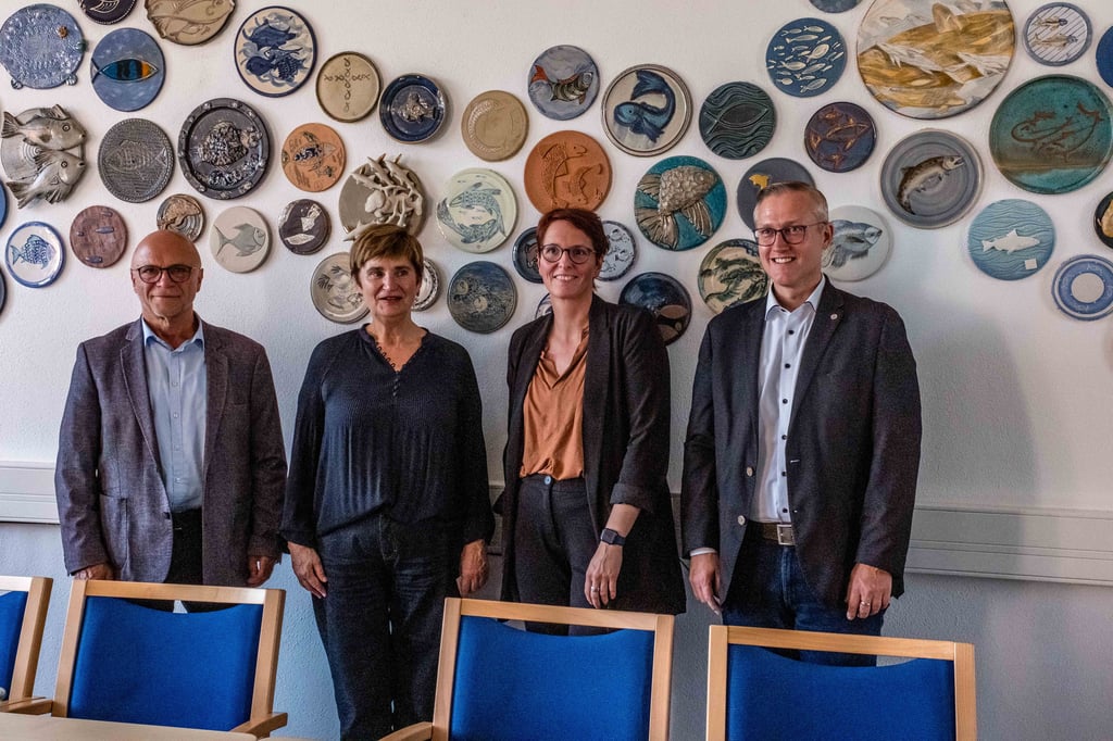 Von links: Ex-Bürgermeister Jochen Kirchner, Marta Doehler-Behzadi, Vorsitzende der DASL-Landesgruppe Mitteldeutschland, Janine Stiller, Koordinatorin Laga 2027 und Bürgermeister André Seidig.