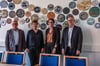 Von links: Ex-Bürgermeister Jochen Kirchner, Marta Doehler-Behzadi, Vorsitzende der DASL-Landesgruppe Mitteldeutschland, Janine Stiller, Koordinatorin Laga 2027 und Bürgermeister André Seidig.