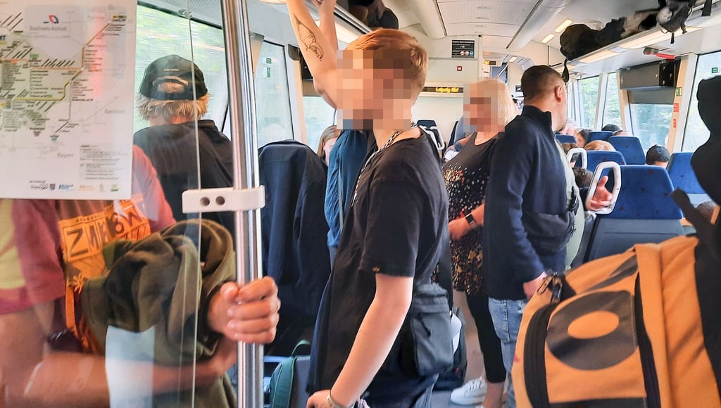 Dieses Bild bot sich kurz nach der Abfahrt aus Zeitz. Bis zur Ankunft am Leipziger Hauptbahnhof kamen noch einige Passagiere hinzu.