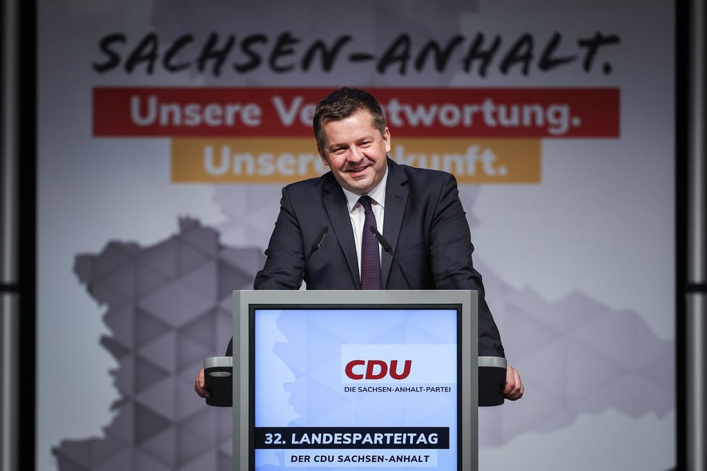 Sven Schulze spricht auf dem CDU-Landesparteitag Sachsen-Anhalts.