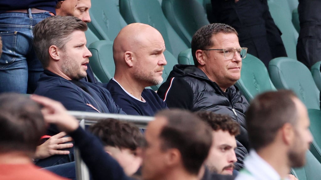 Aus Drei mach eins: Max Eberl (r.) und Felix Krüger (l.) sind ihren Job bei RB los, Rouven Schröder bleibt an Bord.