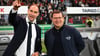Laut Oliver Mintzlaff (l) sind Max Eberl und die Verantwortlichen von RB Leipzig nicht im Streit auseinandergegangen.