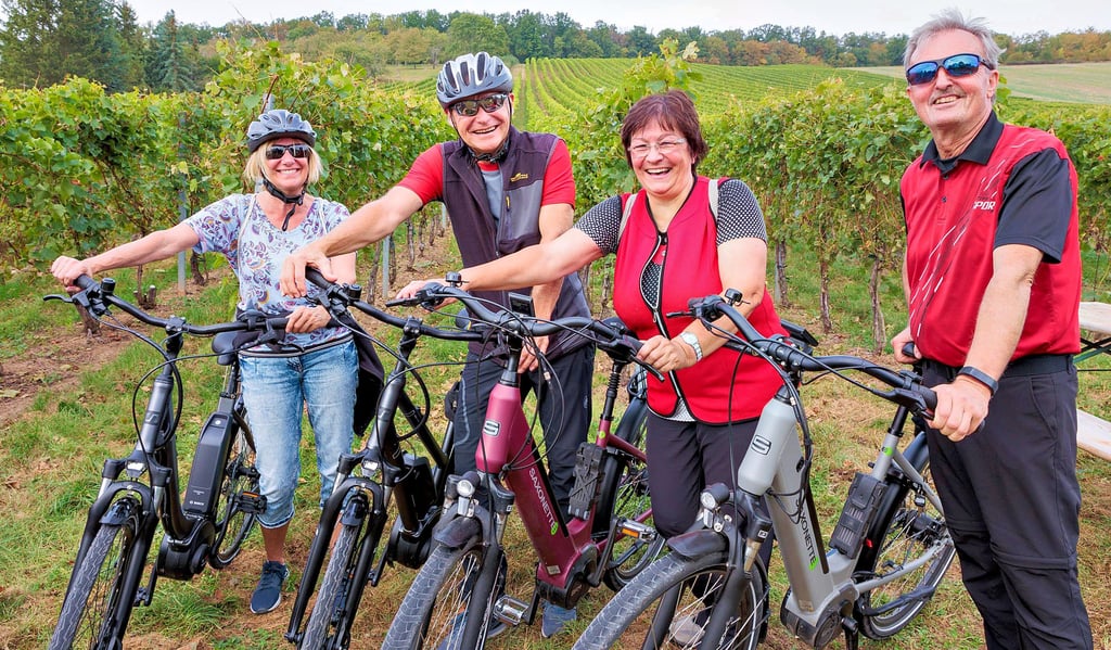 Gegenwind störte beim Abradeln vor allem dann kaum, wenn die Radler auf E-Bikes unterwegs waren, so wie dieses Quartett.