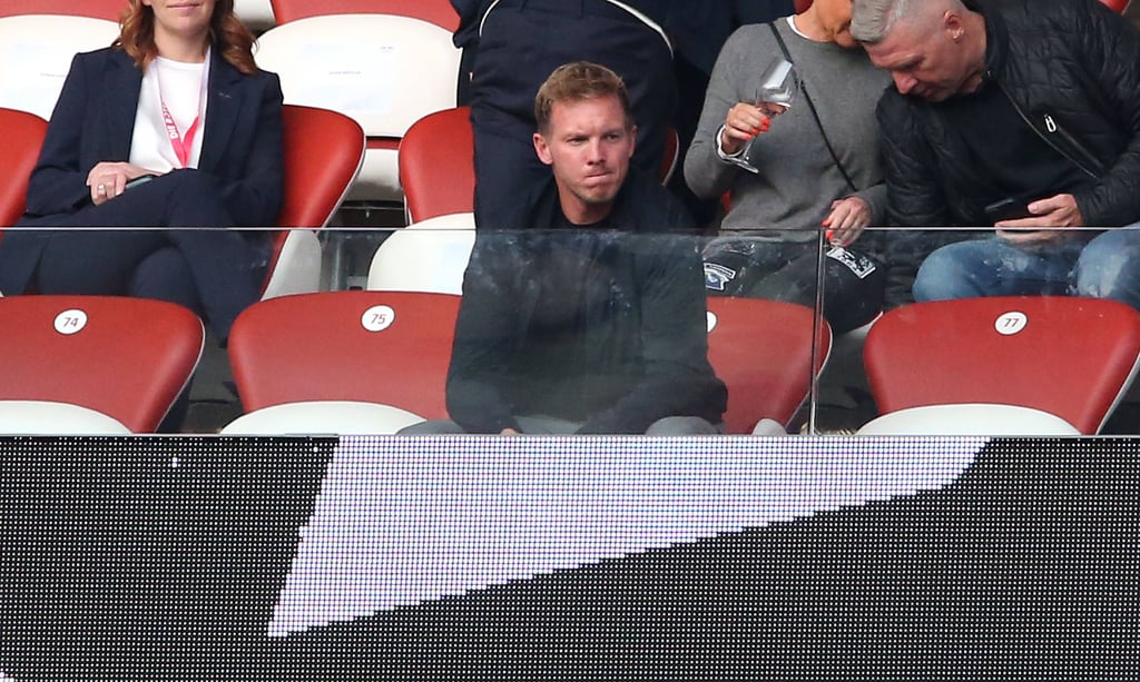 Bundestrainer Julian Nagelsmann, hier als Tribünengast bei RB Leipzig gegen FC Bayern München.