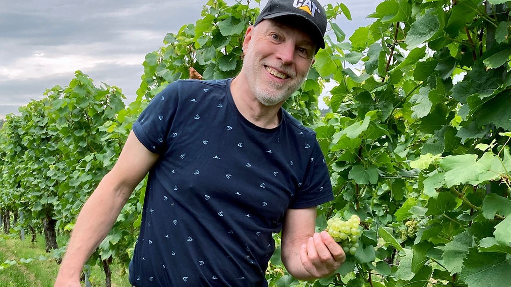 utor Erwin Klein als Neuling bei der Arbeit im Weinberg.