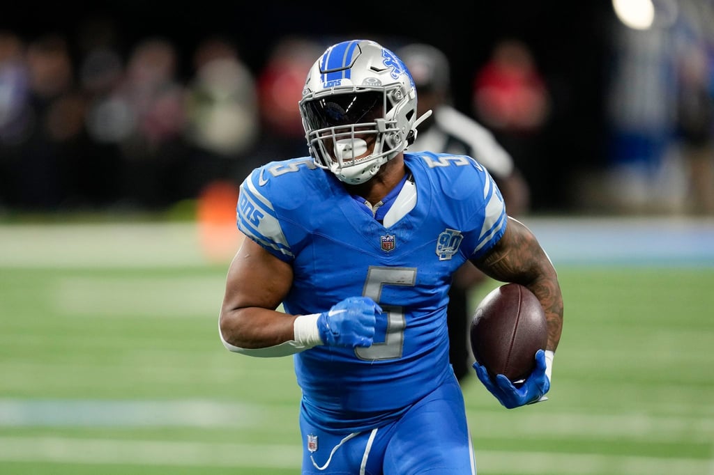 Lions-Runningback David Montgomery auf dem Weg zum Touchdown.
