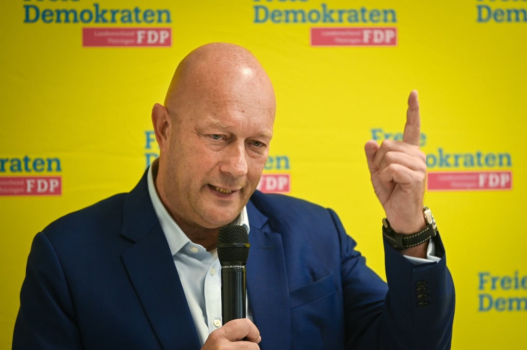 Thomas L. Kemmerich, FDP-Landesvorsitzender und Mitglied des Landtages, bei einer Rede.