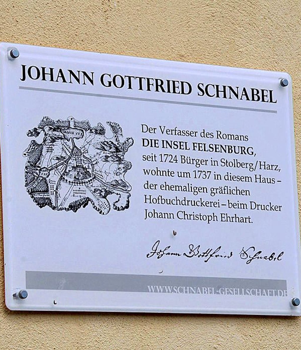 Diese Tafel erinnert an Johann Gottfried Schnabel.