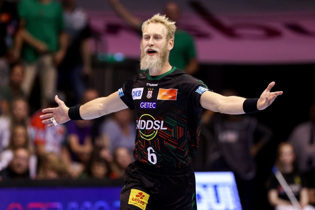 Matthias Musche vom SC Magdeburg jubelt. Sein Team hat in der Champions League einen weiteren Sieg eingefahren.