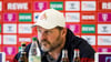 Steffen Baumgart auf der Pressekonferenz des 1. FC Köln.