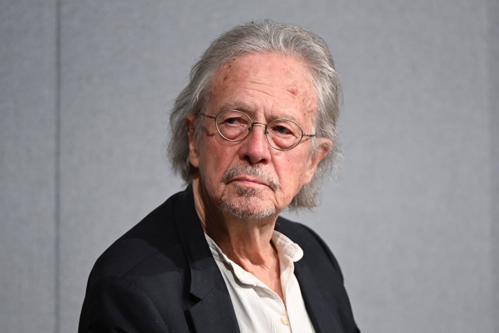 Literaturnobelpreisträger Peter Handke, aufgenommen bei einer Lesung im Deutschen Literaturachriv.