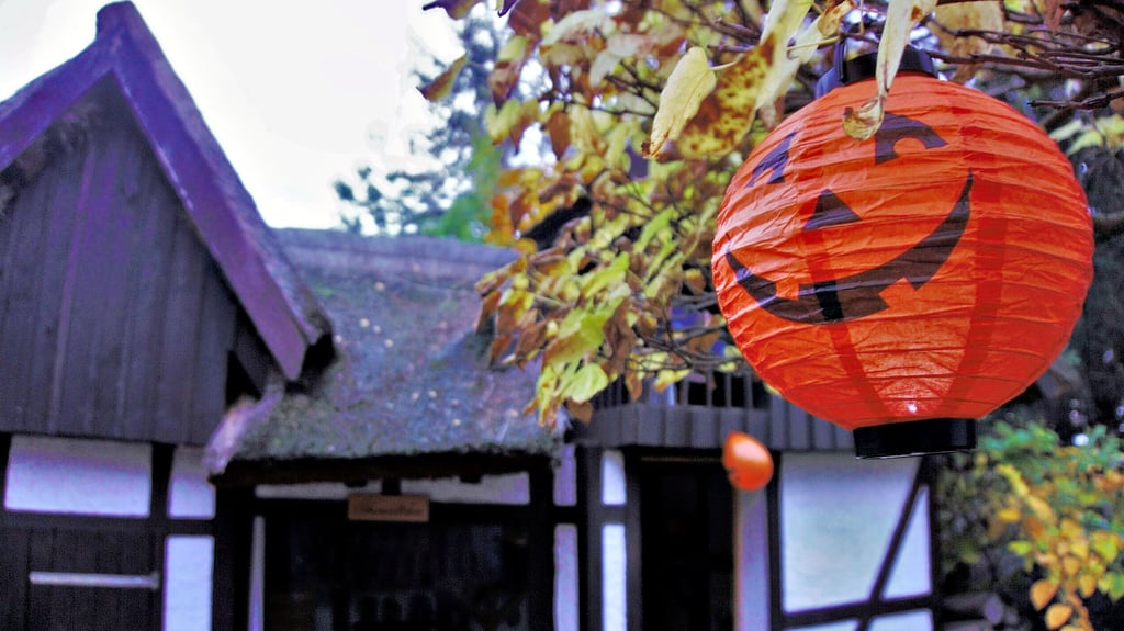 Die Hütten und Bäume im Märchengarten wurden mit Ballons und Lampions dekoriert.