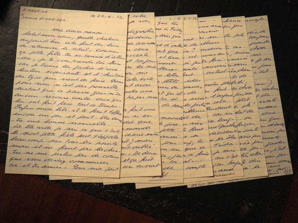 Briefe von der französischen Verbrecherlegende Jacques Mesrine liegen im Auktionshaus Baron Ribeyre & Associés aus.