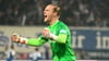Dominik Reimann im Trikot des 1. FC Magdeburg: Jubel nach dem Sieg im DFB-Pokal gegen Holstein Kiel.