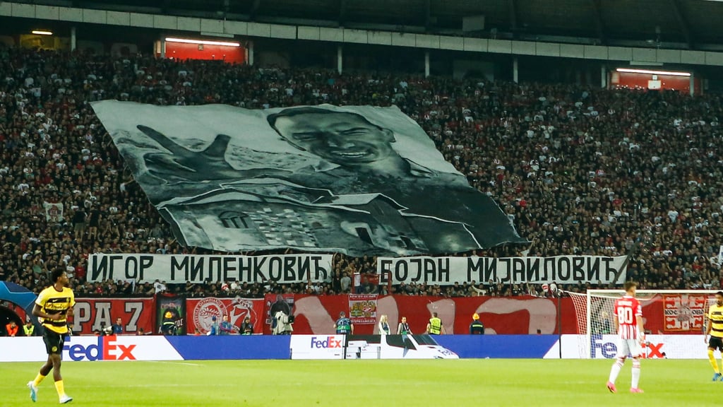 Die Choreografie der Belgrad-Fans gegen Young Boys Bern.