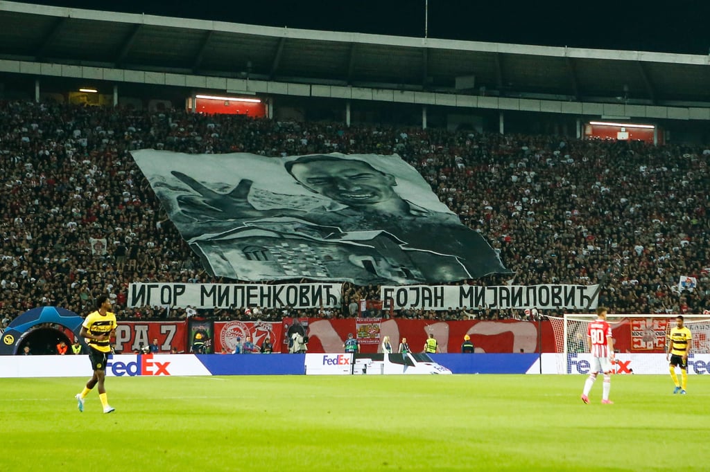 Die Choreografie der Belgrad-Fans gegen Young Boys Bern.