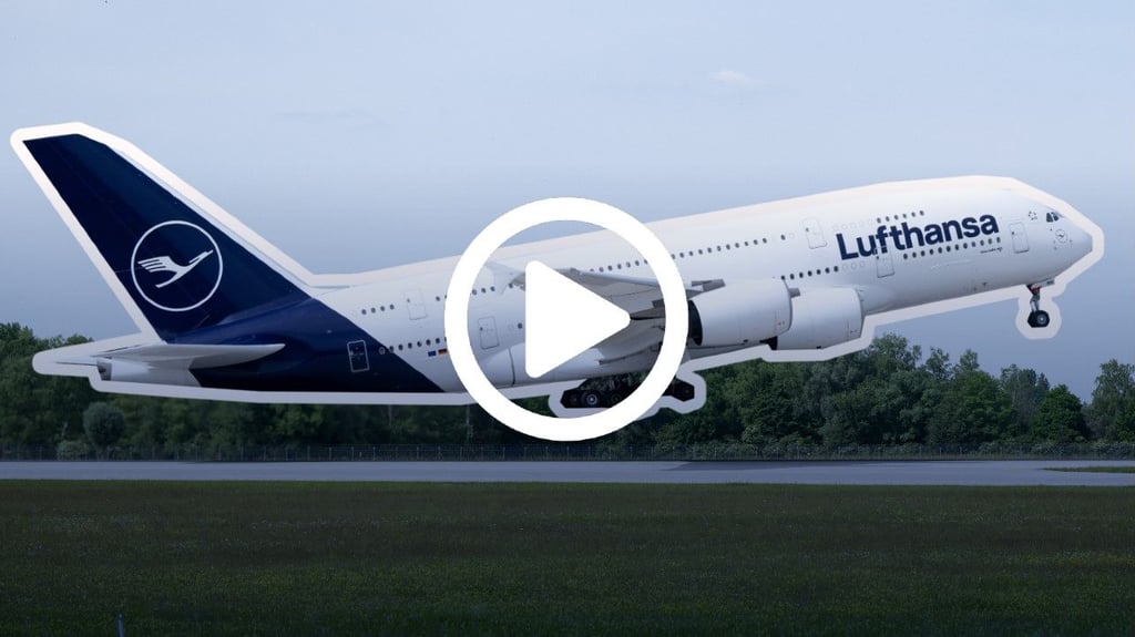 Eine Lufthansa-Maschine des Typs Airbus A380 beim Start. Mit dem weltweit größte Passagierflugzeug werden in den kommen Wochen am Flughafen Leipzig/Halle wieder Durchstart-Flüge trainiert.